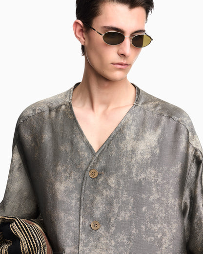 Flowing jacquard shirt jacket