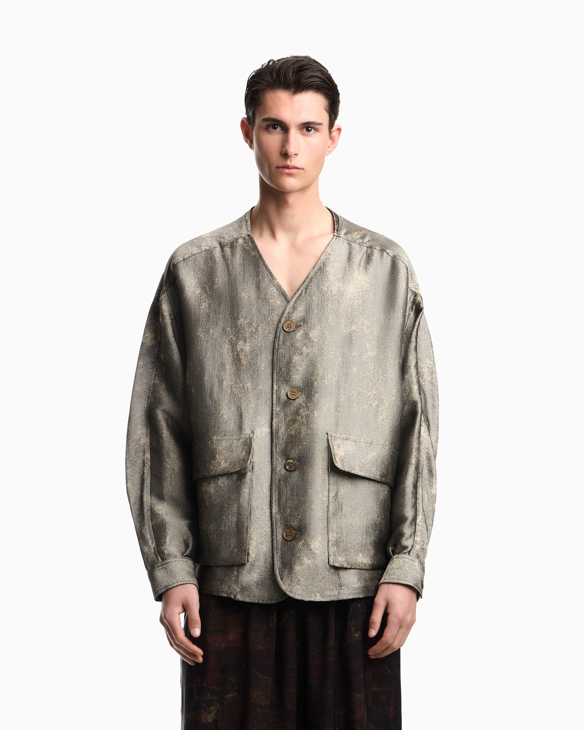 Flowing jacquard shirt jacket