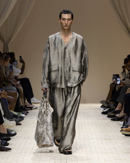 Flowing jacquard shirt jacket