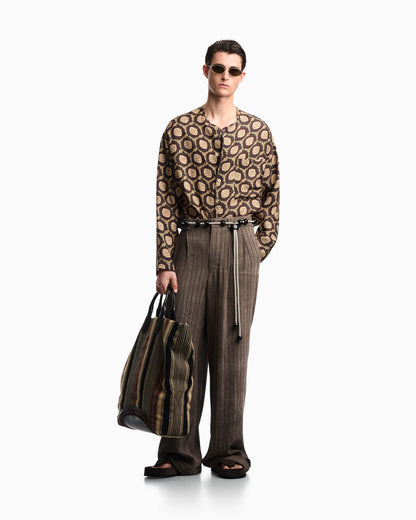Silk shirt jacket with all-over print