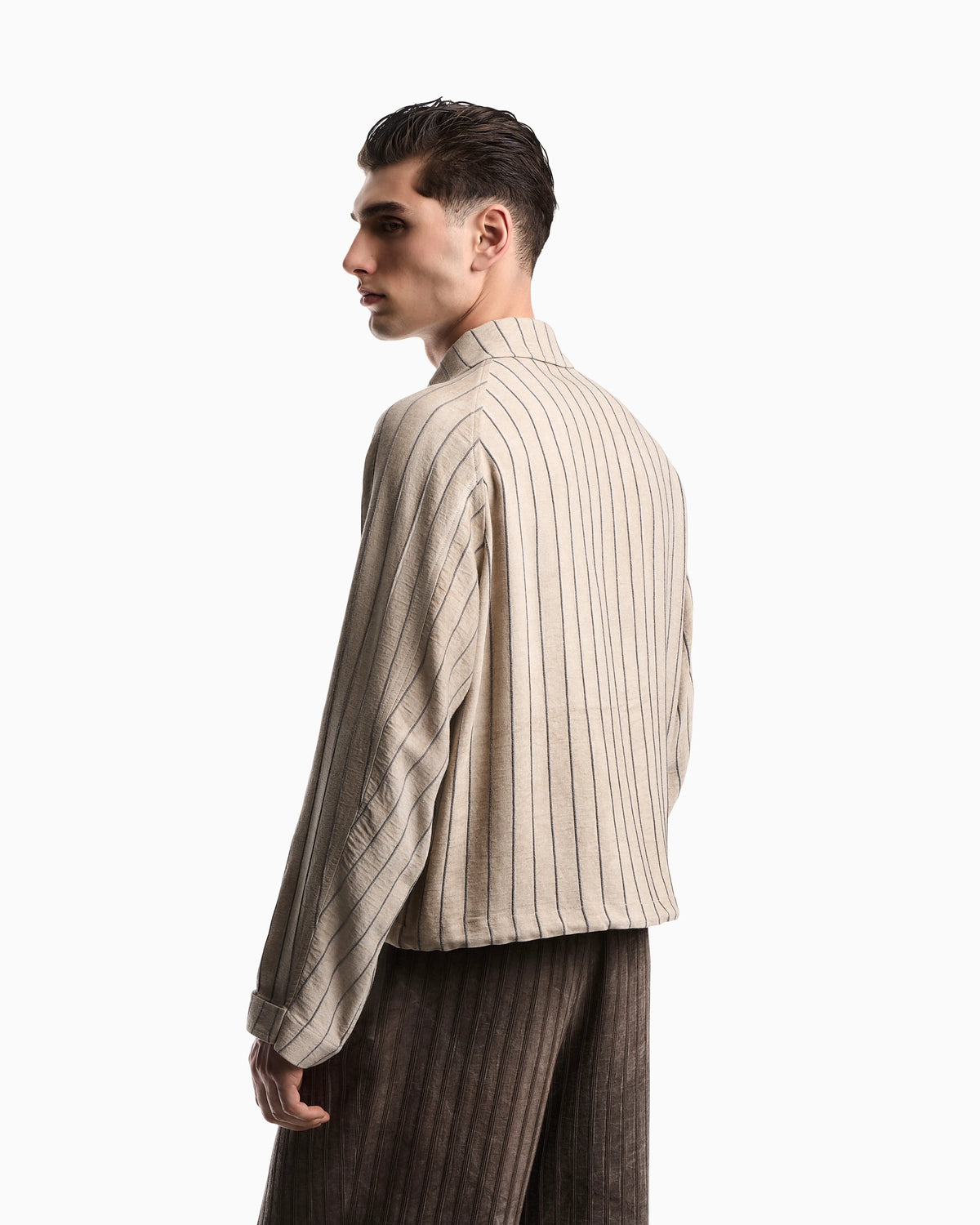 Cold-dyed canneté fabric blouson