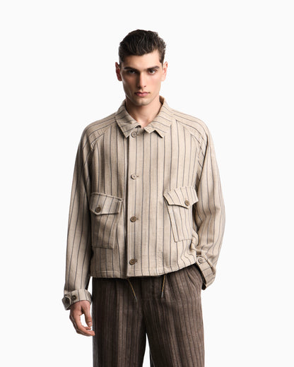 Cold-dyed canneté fabric blouson