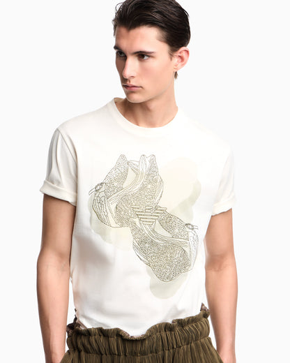 Jersey T-shirt with embroidery and print