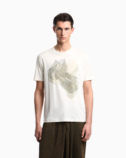 Jersey T-shirt with embroidery and print