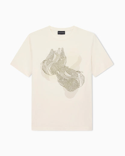 Jersey T-shirt with embroidery and print