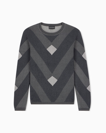 Diagonal jacquard pattern sweater Signature Capsule