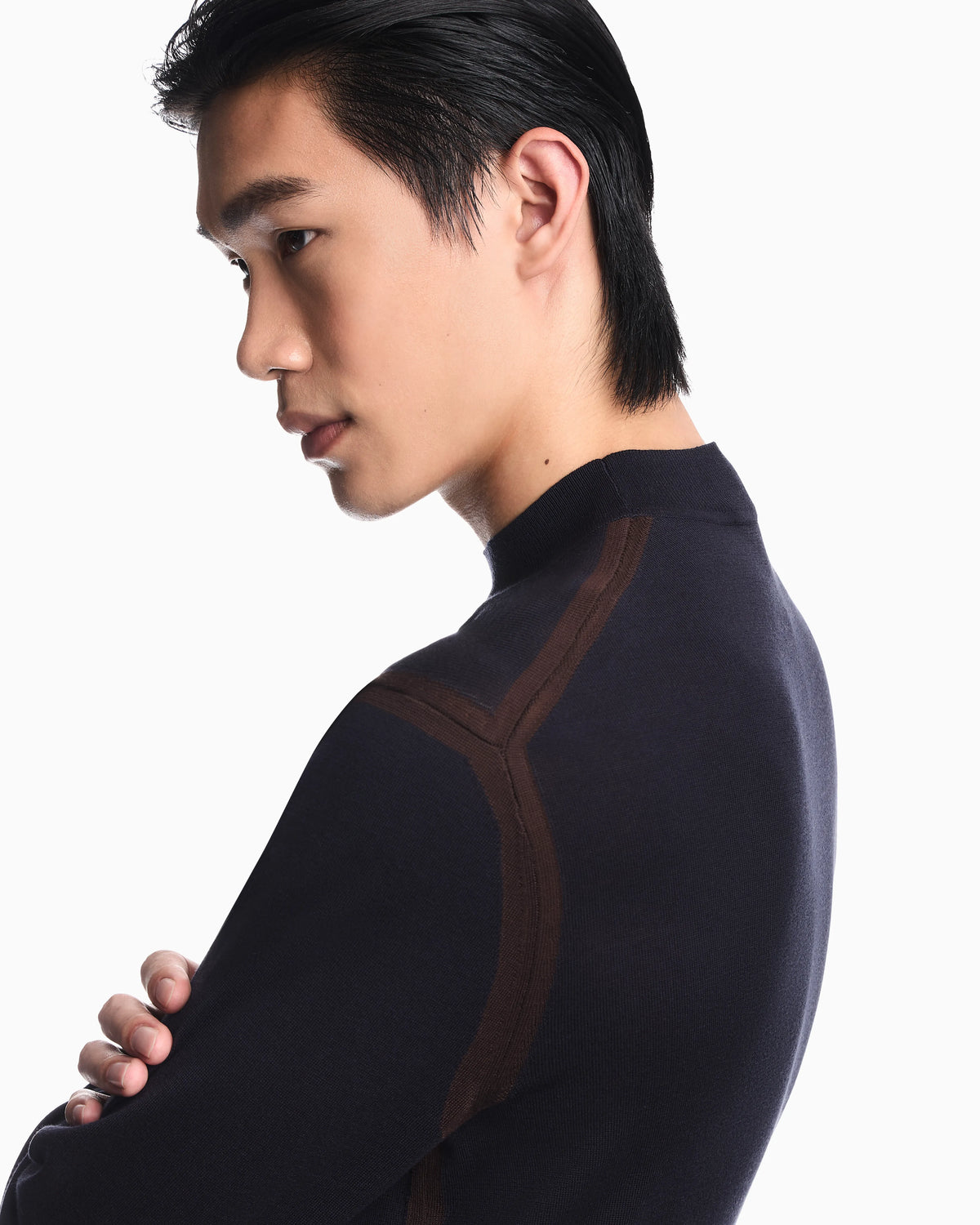 Lyocell blend sweater with inlay details