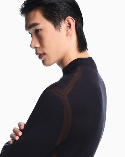 Lyocell blend sweater with inlay details