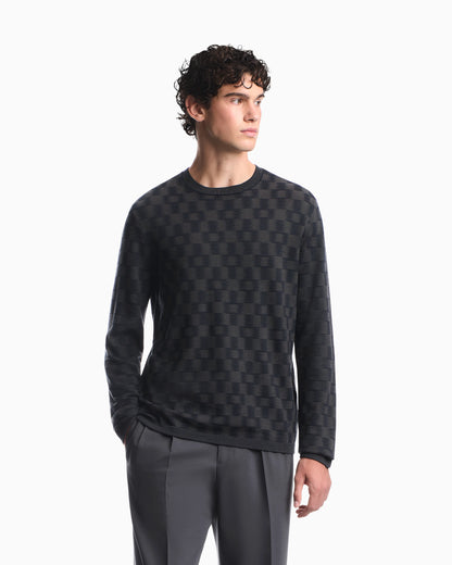 Pattern-knit virgin wool jumper Signature Capsule