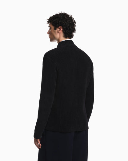 Signature Capsule Collection ribbed knit jacket with an off-centre fastening