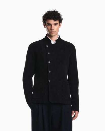 Signature Capsule Collection ribbed knit jacket with an off-centre fastening