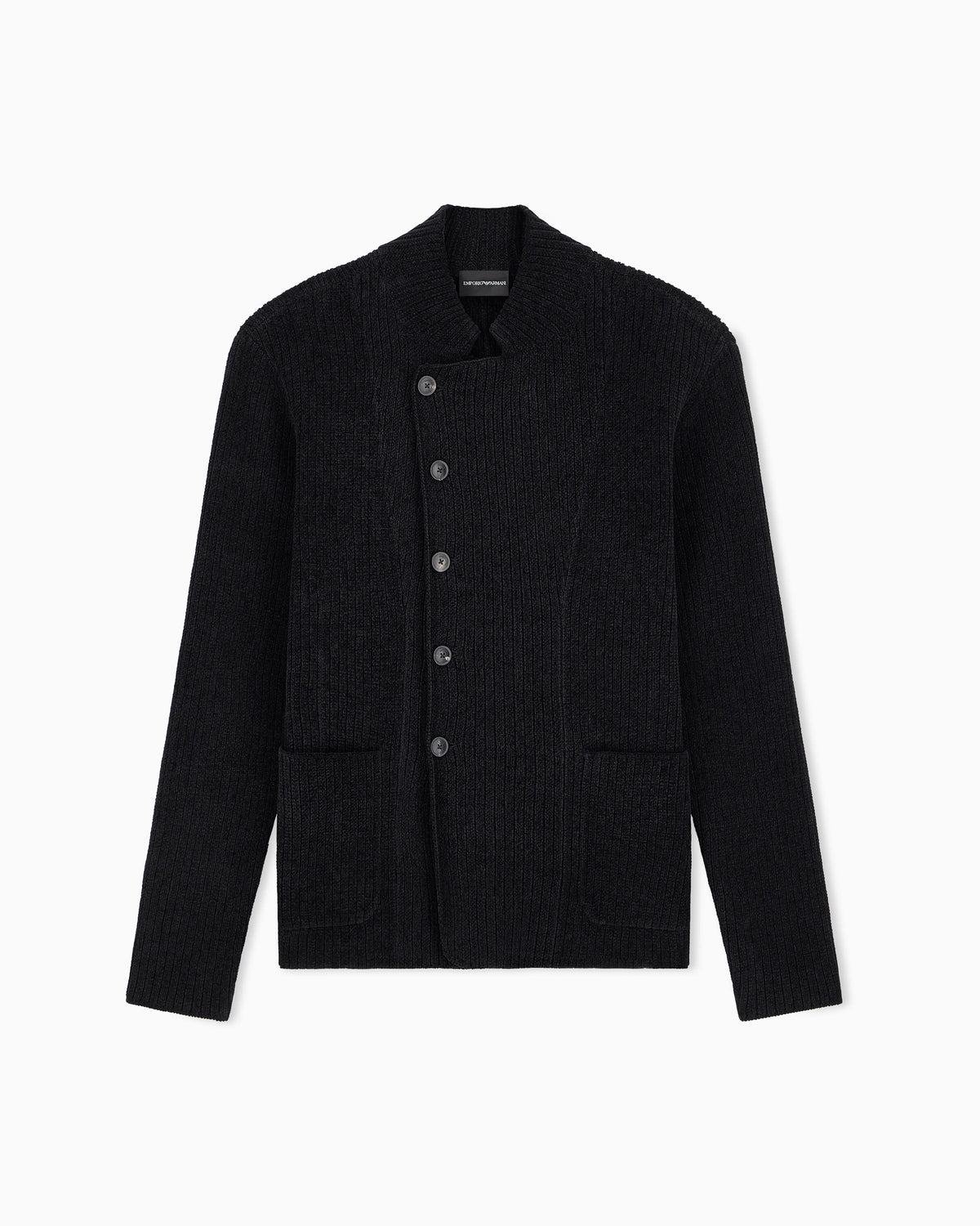 Signature Capsule Collection ribbed knit jacket with an off-centre fastening