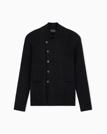 Signature Capsule Collection ribbed knit jacket with an off-centre fastening