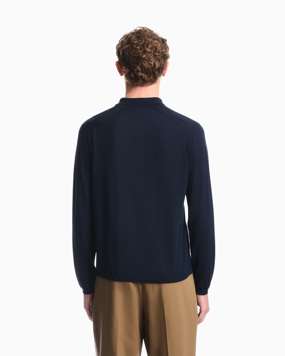 Shaved virgin wool polo neck sweater