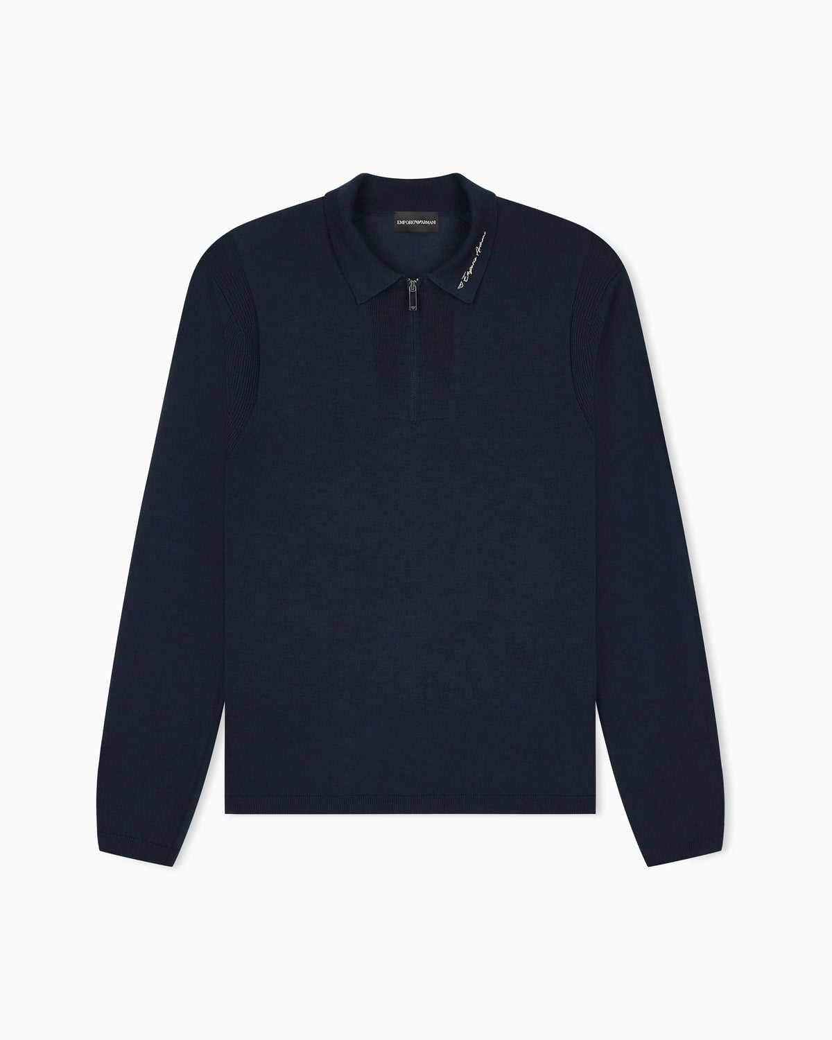 Shaved virgin wool polo neck sweater