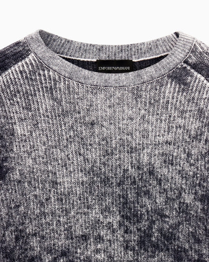 Ribbed virgin wool sweater with mélange print