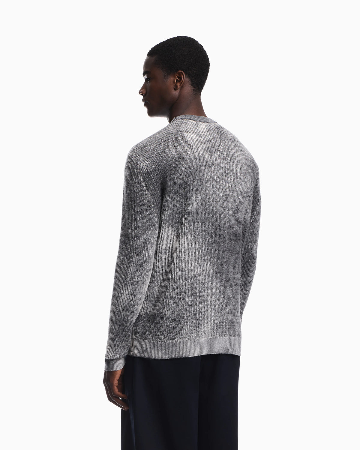 Ribbed virgin wool sweater with mélange print