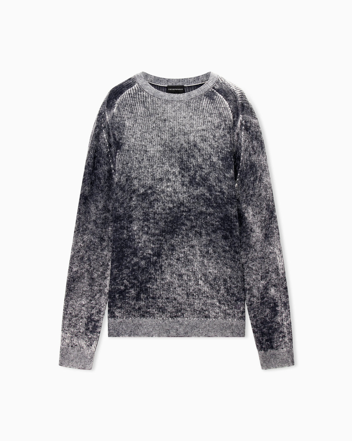 Ribbed virgin wool sweater with mélange print