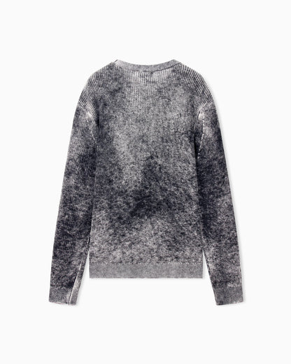 Ribbed virgin wool sweater with mélange print