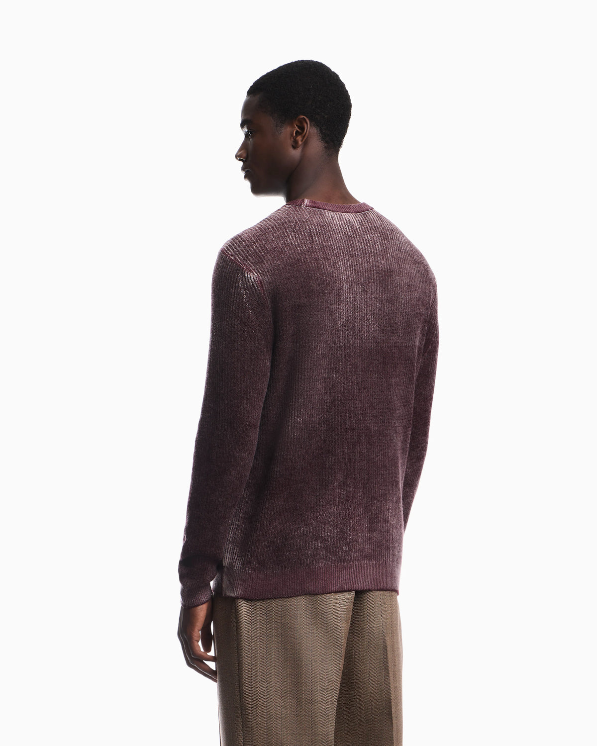 Ribbed virgin wool sweater with mélange print