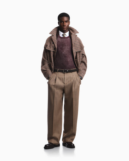 Ribbed virgin wool sweater with mélange print