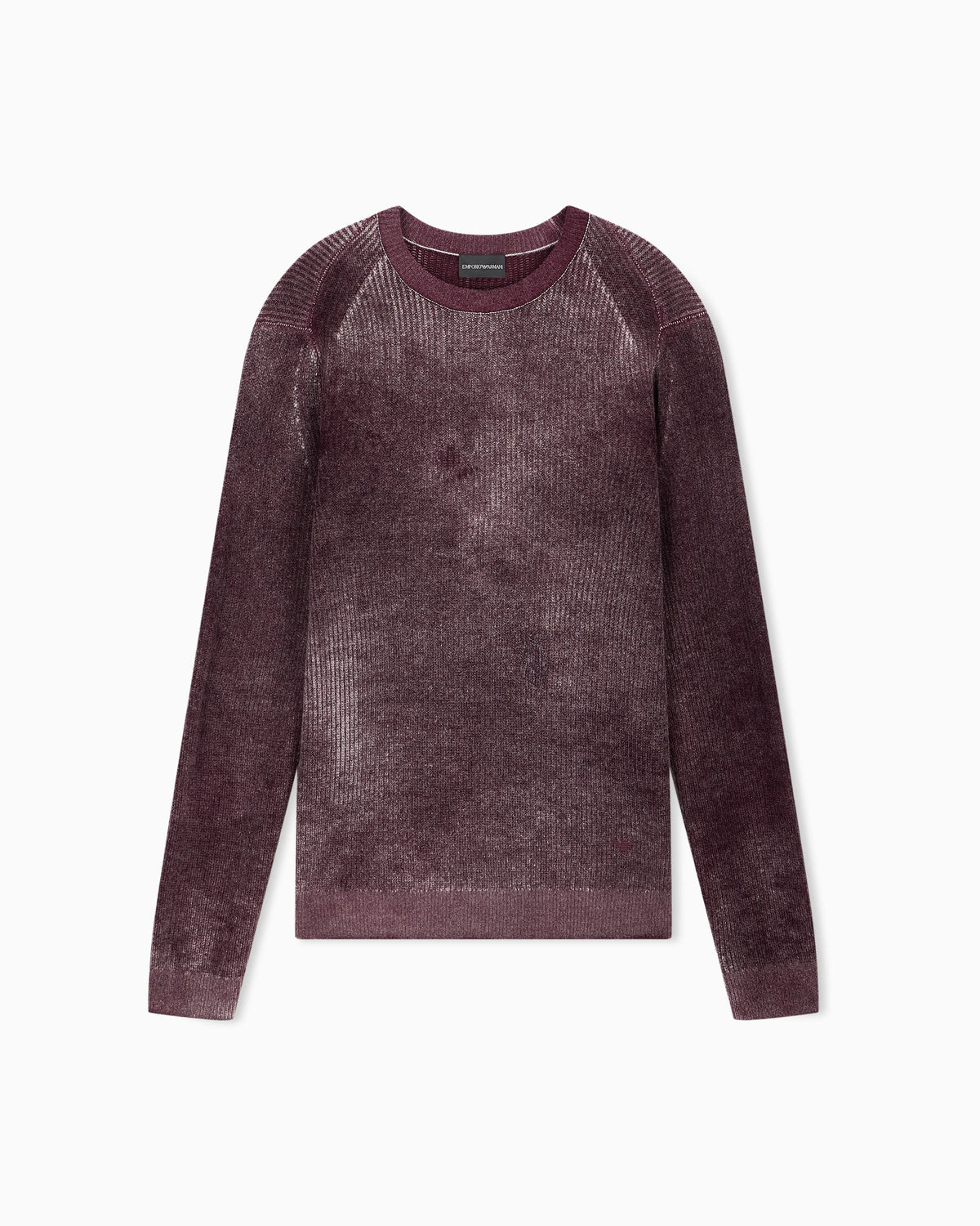 Ribbed virgin wool sweater with mélange print