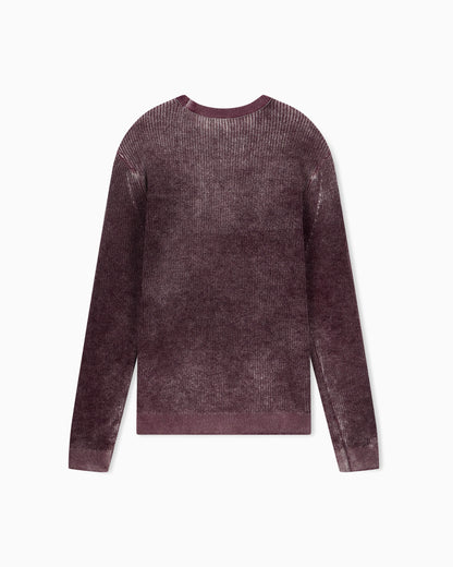 Ribbed virgin wool sweater with mélange print