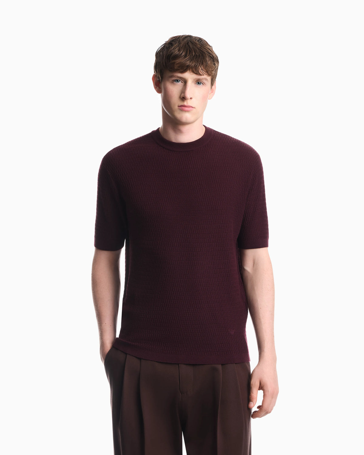 Virgin wool sweater with textured knit