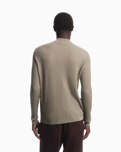 Virgin wool cardigan with a regular fit and fancy stitch