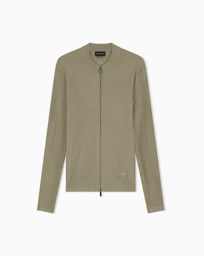 Virgin wool cardigan with a regular fit and fancy stitch