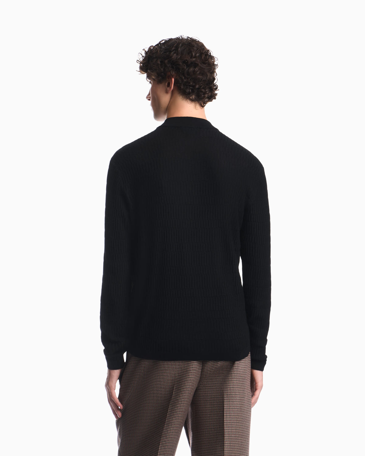 Virgin wool cardigan with a regular fit and fancy stitch