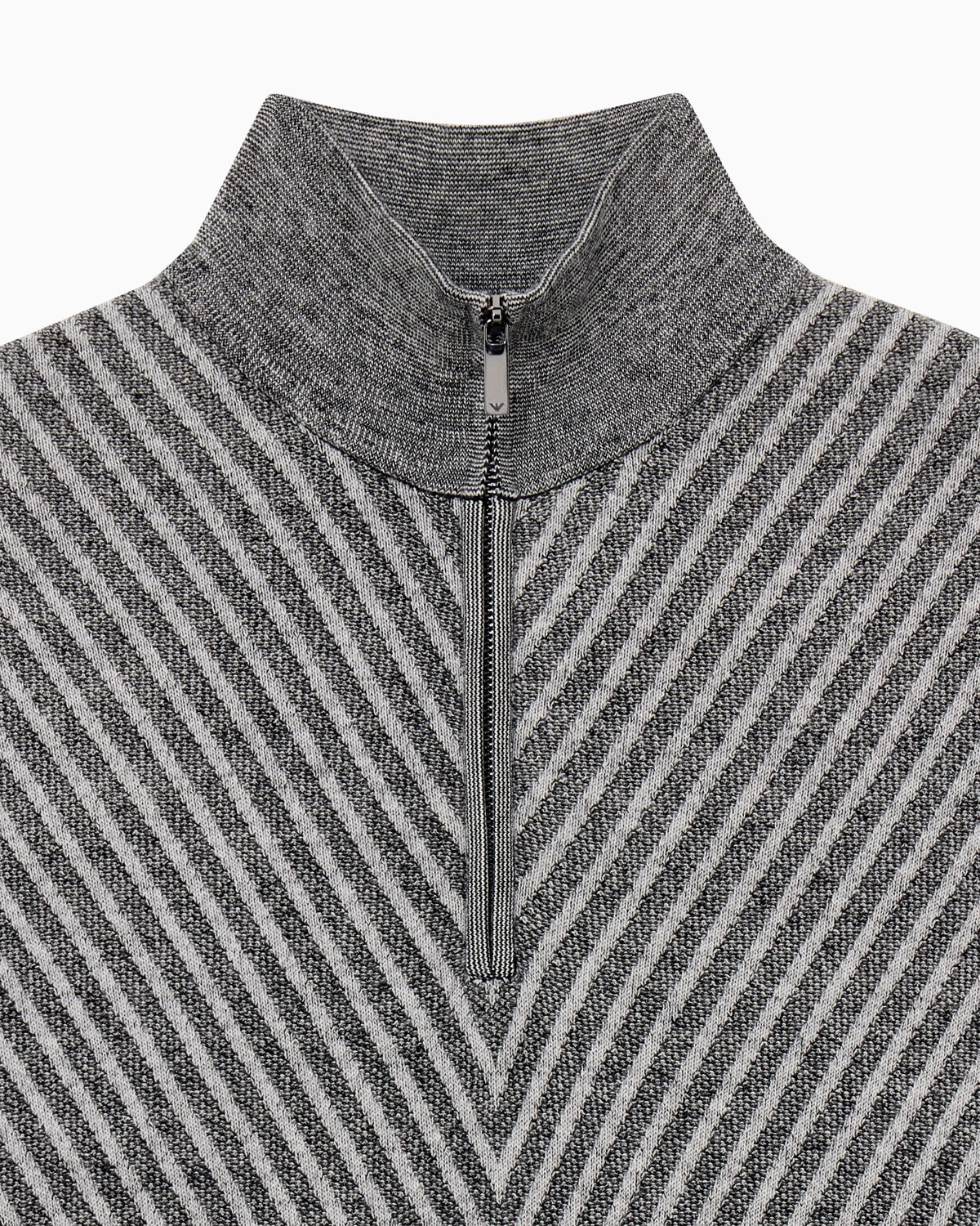 Partial zip sweater in processed virgin wool Signature Capsule