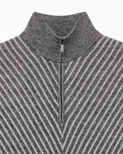 Partial zip sweater in processed virgin wool Signature Capsule