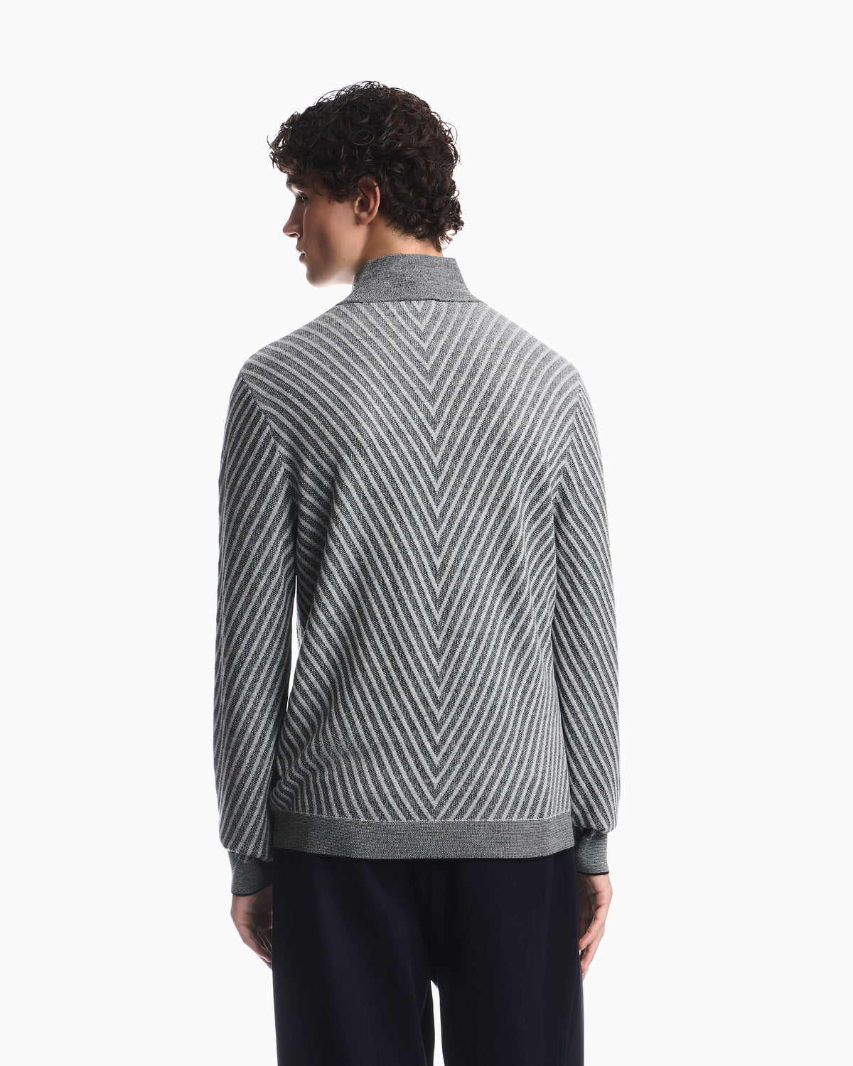 Partial zip sweater in processed virgin wool Signature Capsule