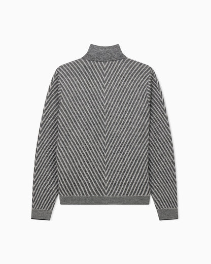 Partial zip sweater in processed virgin wool Signature Capsule