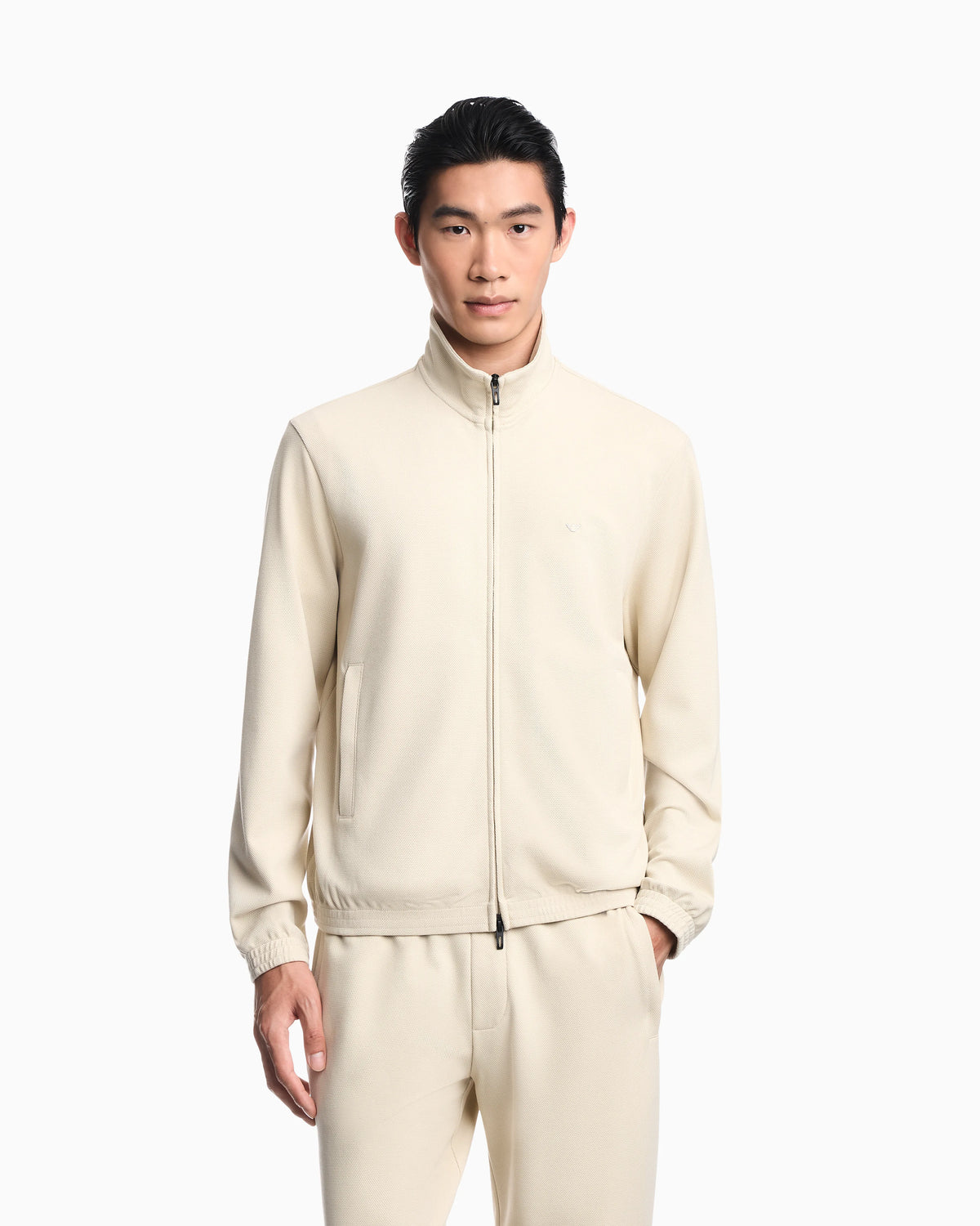 Full-zip sweatshirt in piqué jersey Travel Essential