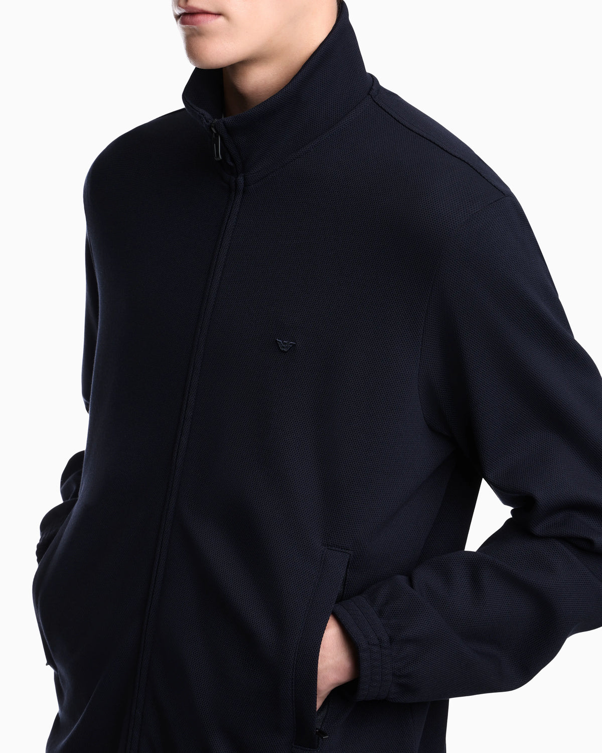 Full-zip sweatshirt in piqué jersey Travel Essential