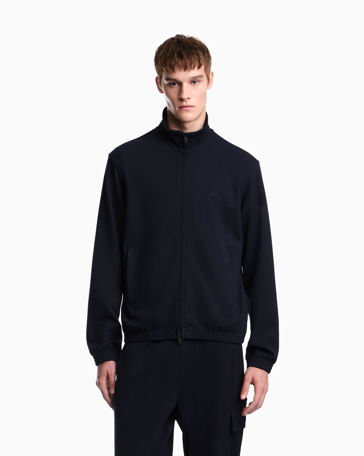Full-zip sweatshirt in piqué jersey Travel Essential