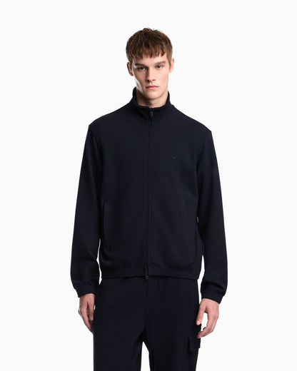 Full-zip sweatshirt in piqué jersey Travel Essential