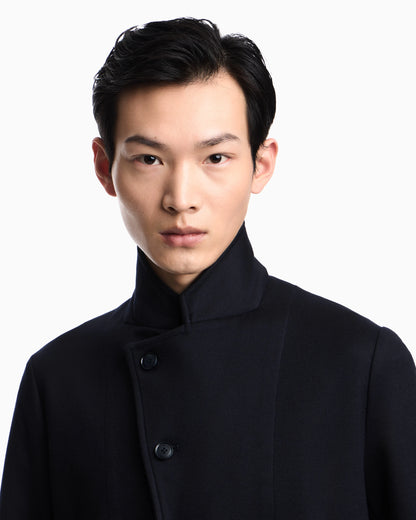Icon guru-collar wool-blend jacket with off-centre fastening