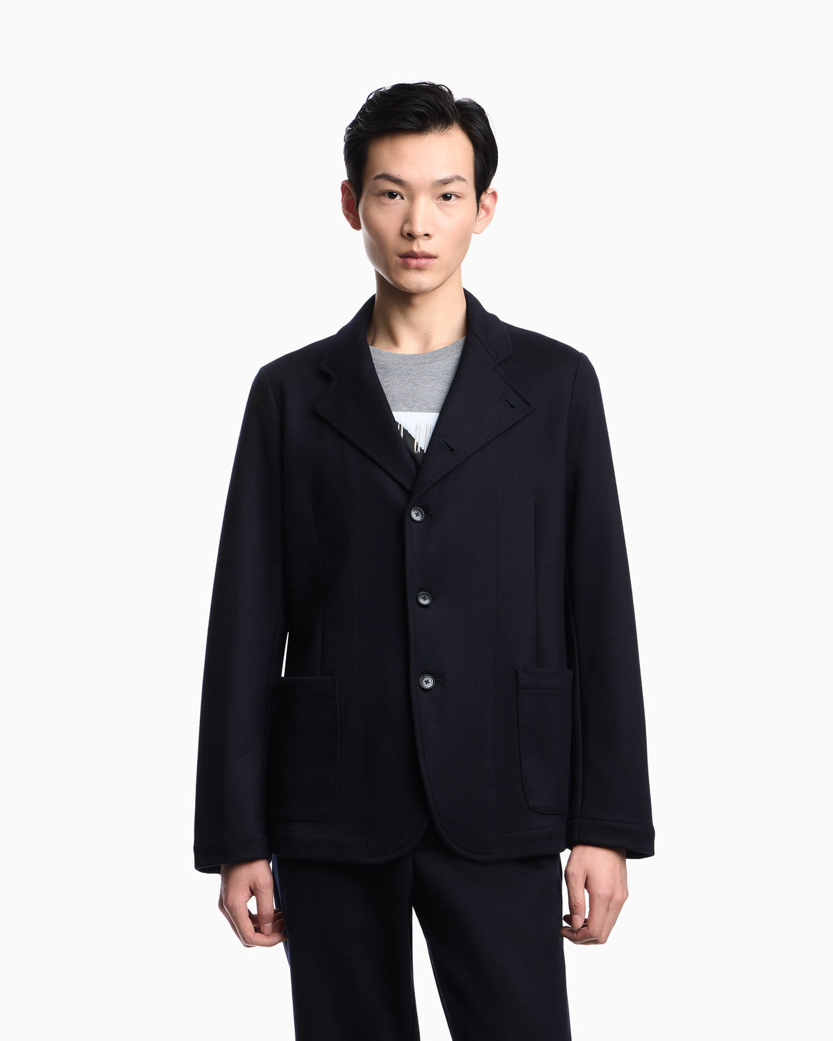 Icon guru-collar wool-blend jacket with off-centre fastening