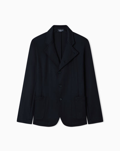 Icon guru-collar wool-blend jacket with off-centre fastening