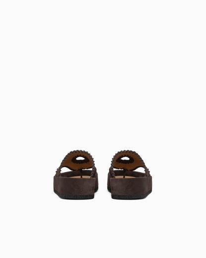 Velour suede flip-flop sandals