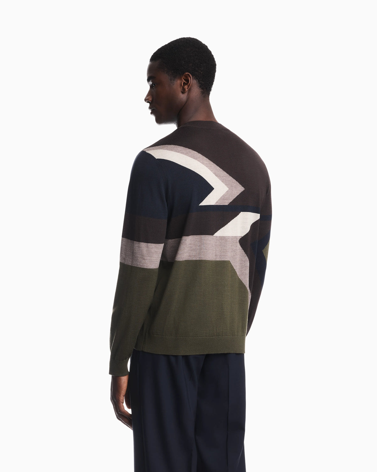 Virgin wool sweater with smooth inlay