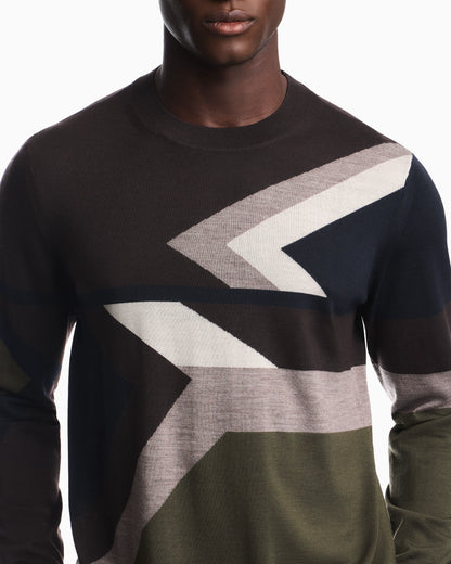 Virgin wool sweater with smooth inlay