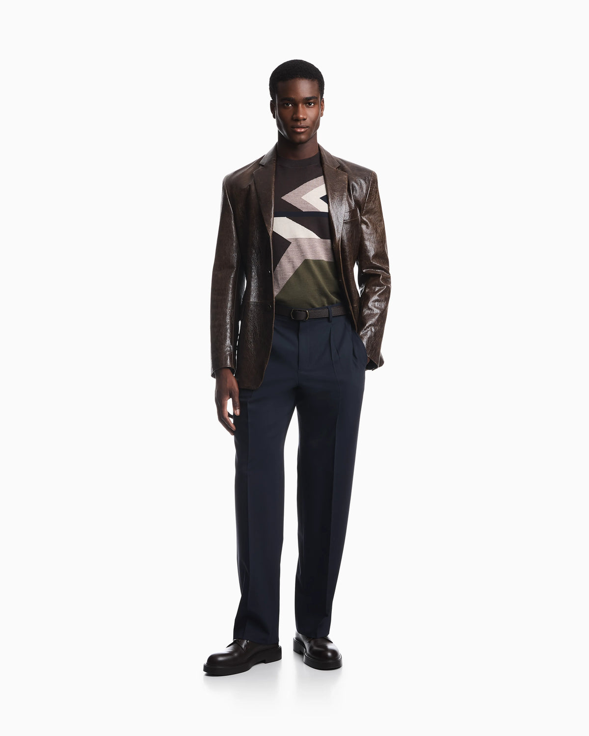 Virgin wool sweater with smooth inlay