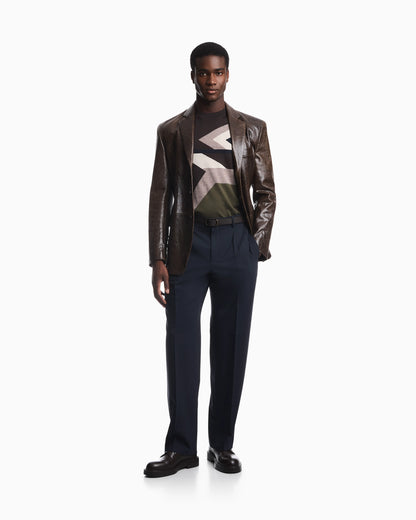 Virgin wool sweater with smooth inlay
