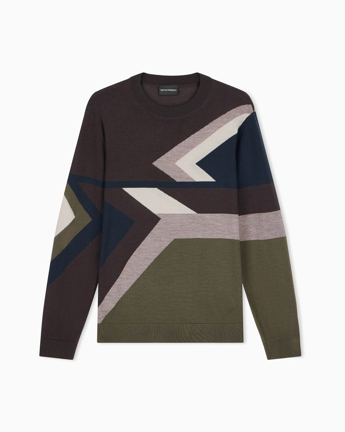 Virgin wool sweater with smooth inlay