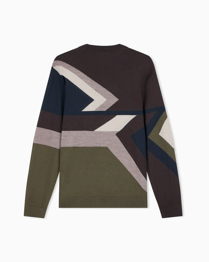Virgin wool sweater with smooth inlay