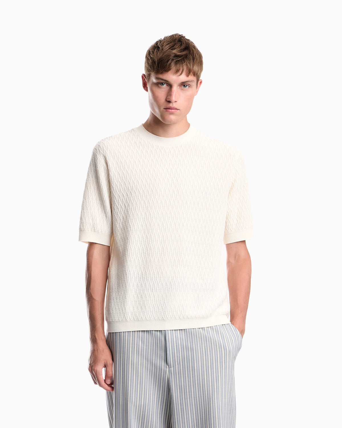 Chevron jacquard knit sweater